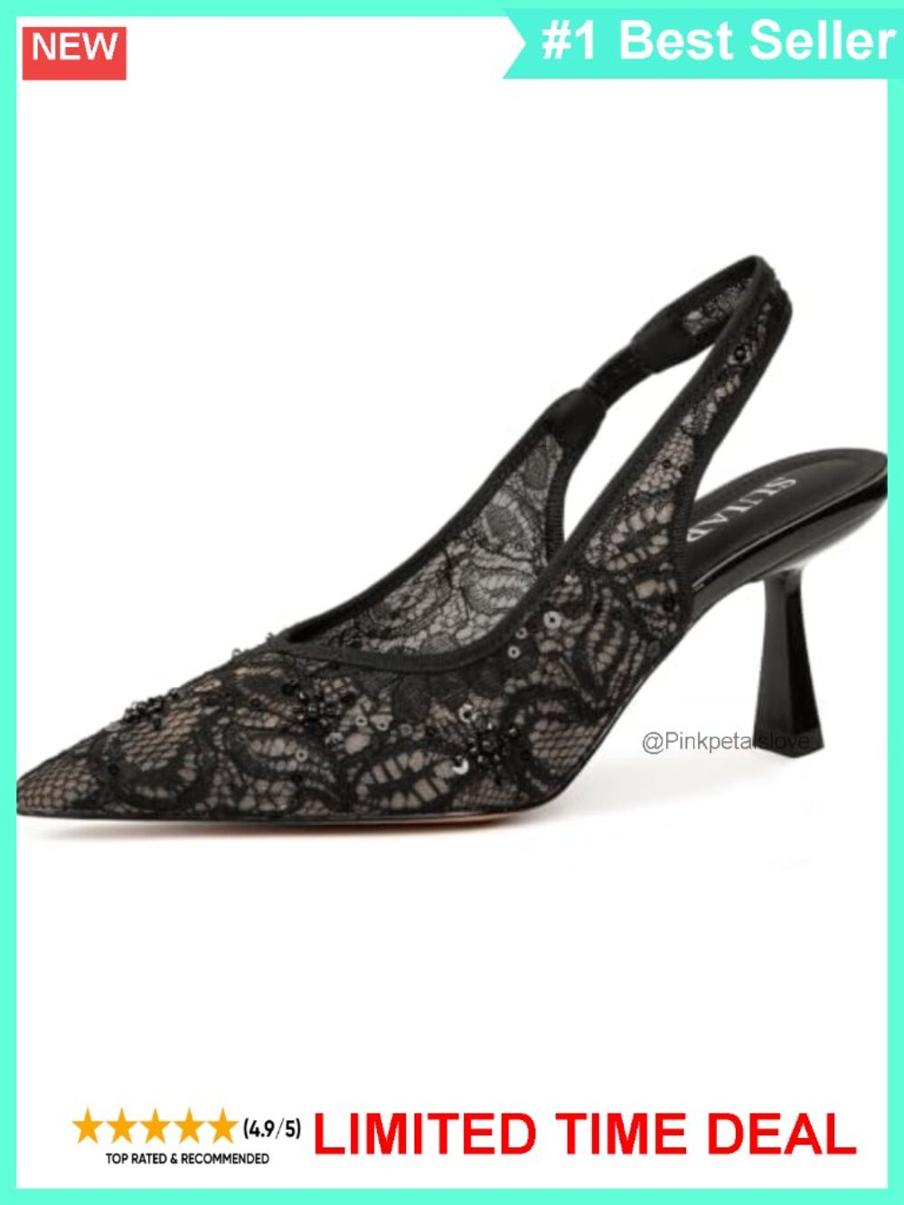 Lace Mesh Slingback Kitten Heel Pointed Toe Women's Wedding Pumps